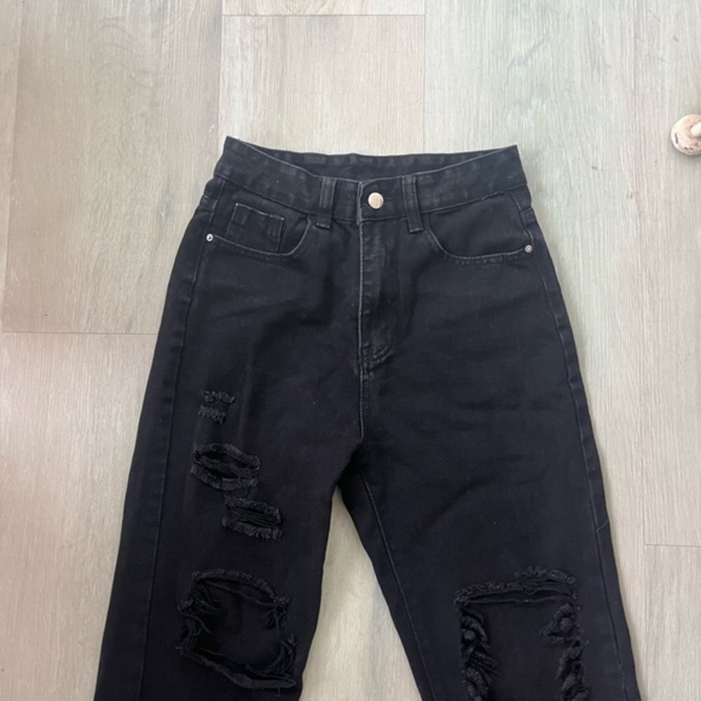 SHEIN Black Distressed Women Jeans